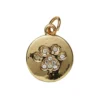 Guldfärgat hänge charm rund bricka med tassavtryck 13×16 mm