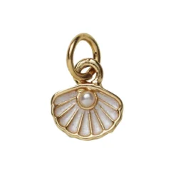 Guldfärgat hänge charm snäcka med vita detaljer 8×6 mm
