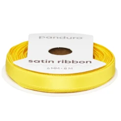 Gult satinband – 12 mm brett och 8 meter långt
