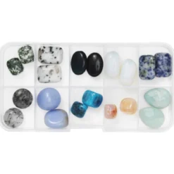 Halvädelstenar i mix 2×10 st, vackra naturstenar med 1 mm håldiameter