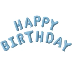 Happy Birthday folieballonger, blå – total bredd ca 270 cm