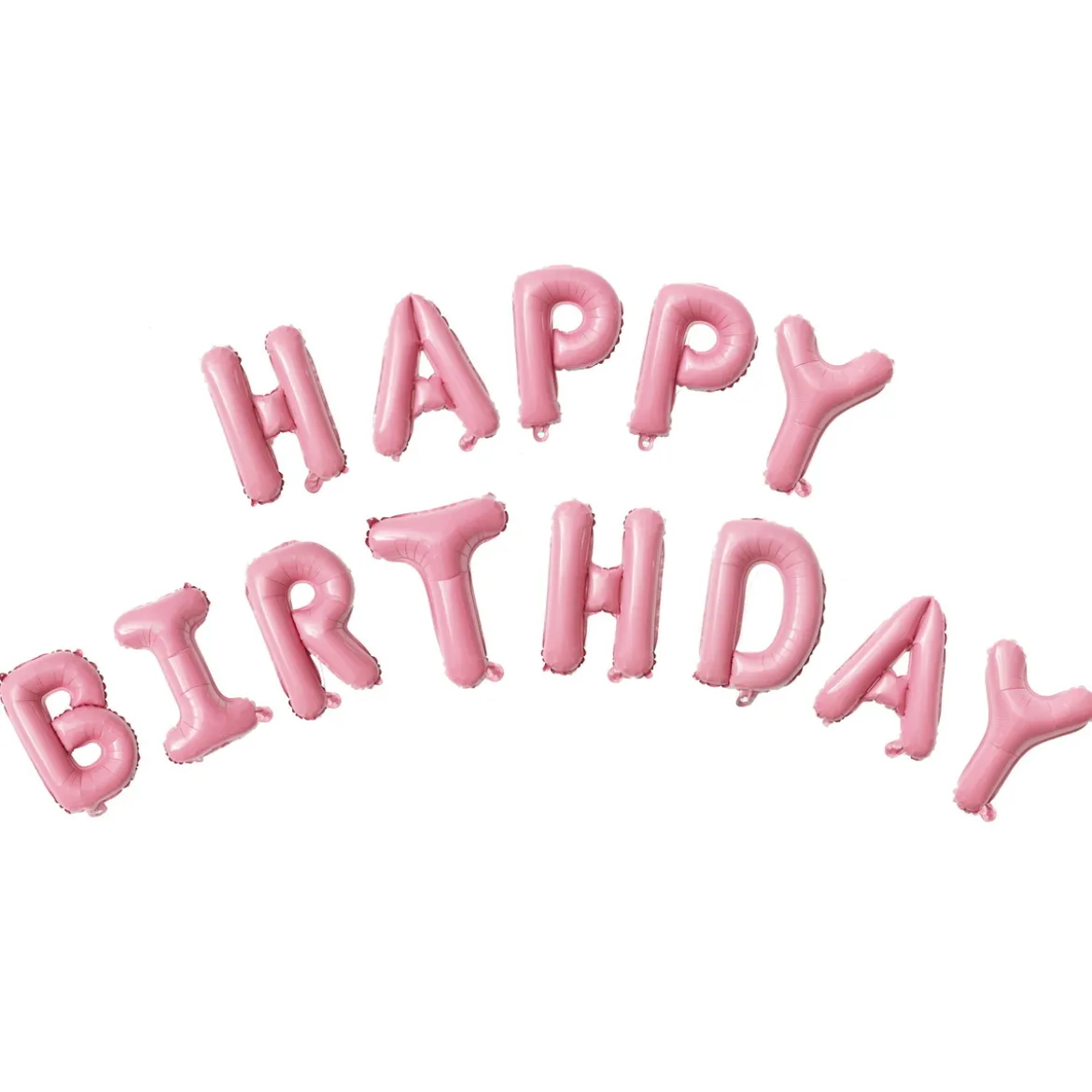 Happy Birthday folieballonger, rosa – total bredd ca 270 cm