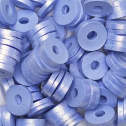 Heishi-pärlor i rör – guldskimrande aqua heishis, Ø6 mm
