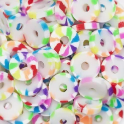 Heishi-pärlor i rör – härlig mix med prickiga / randiga flerfärgade heishis, Ø6 mm