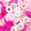 Heishi-pärlor i rör – härlig mix med vita, rosa & cerise heishis, Ø6 mm