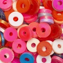 Heishi-pärlor i rör – härlig mix med vita, rosa & turkosa heishis, Ø6 mm