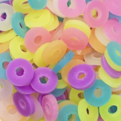 Heishi-pärlor i rör – härlig mix med guldskimrande pastellfärgade heishis, Ø6 mm