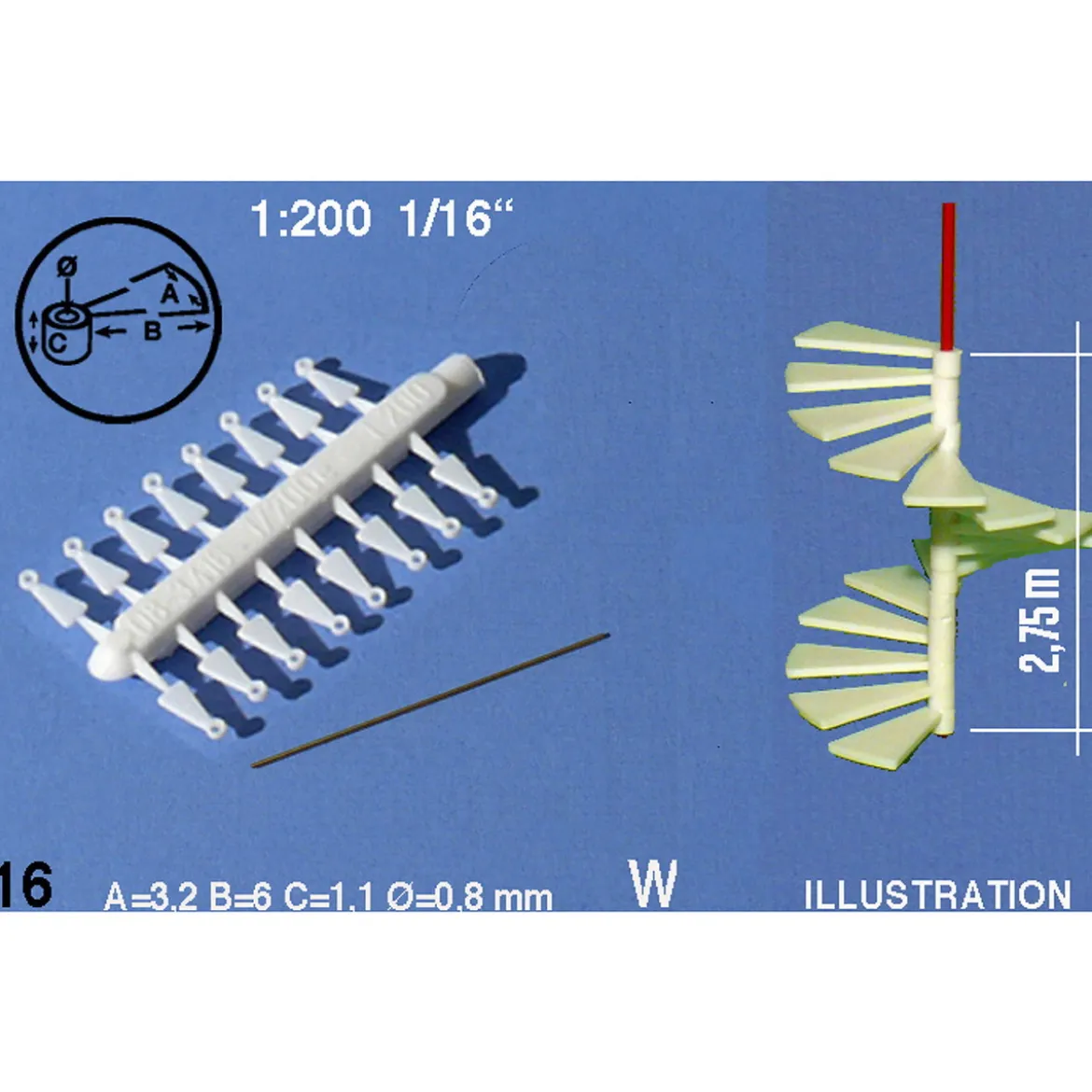 Hermoli spiraltrappsteg 1:200