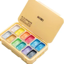 HIMI Gouache Twin Cup Metallic, 12 glänsande jelly gouache-färger