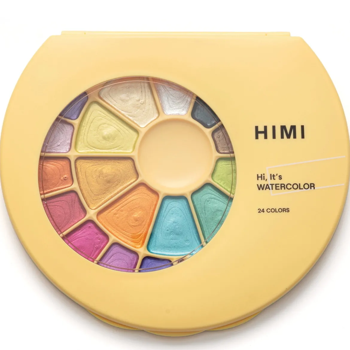 Himi Watercolour Kit Metallic, 24 glänsande akvarellfärger & 1 pensel