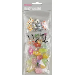Hängen charms 28 st. i 5 olika söta, glittriga & färgglada designer