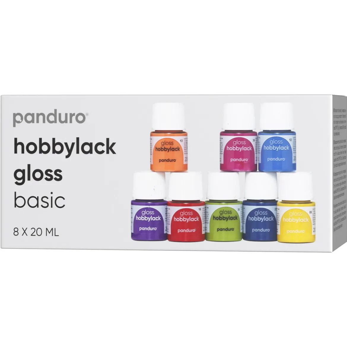 Hobbylack gloss 8×20 ml Basic – 8 blanka basfärger