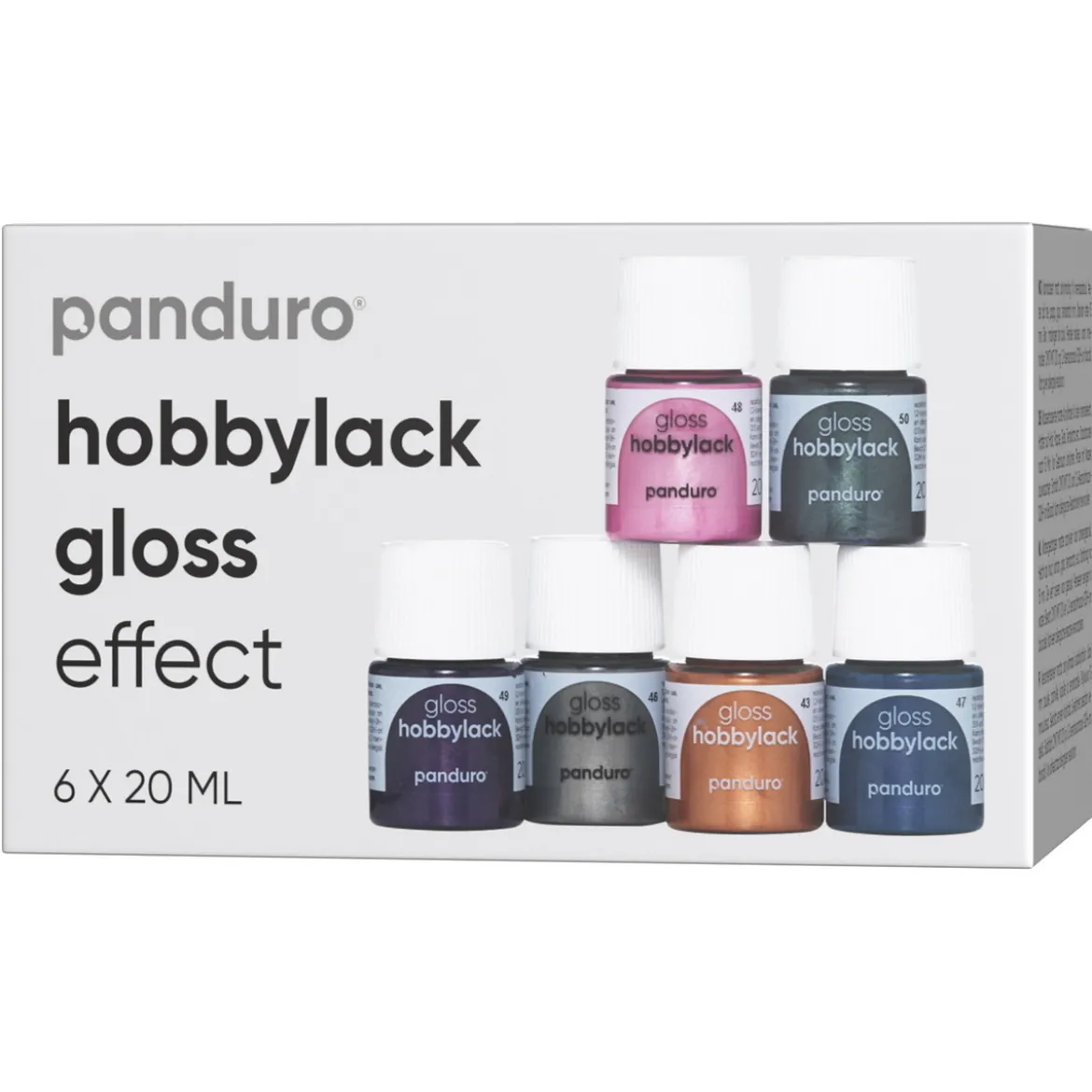 Hobbylack gloss 6×20 ml Effect – 6 metallic- och effektfärger