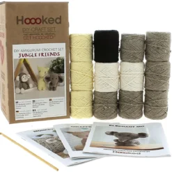 Hooked DIY-kit Jungle friends, virka 3 roliga djungelkompisar