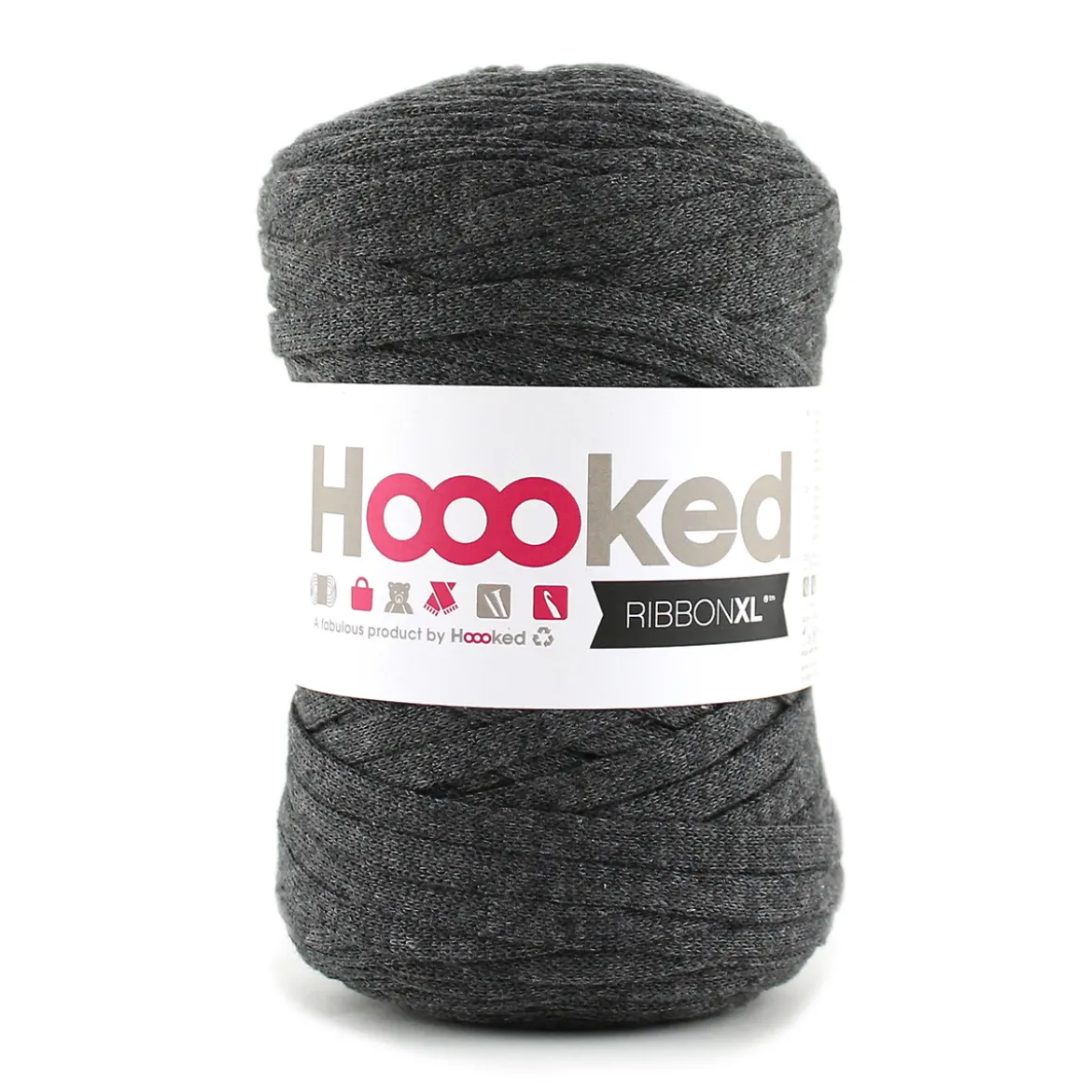 Hooked Ribbon XL garn 250g mörkgrå – RXL49 Charcoal anthracite