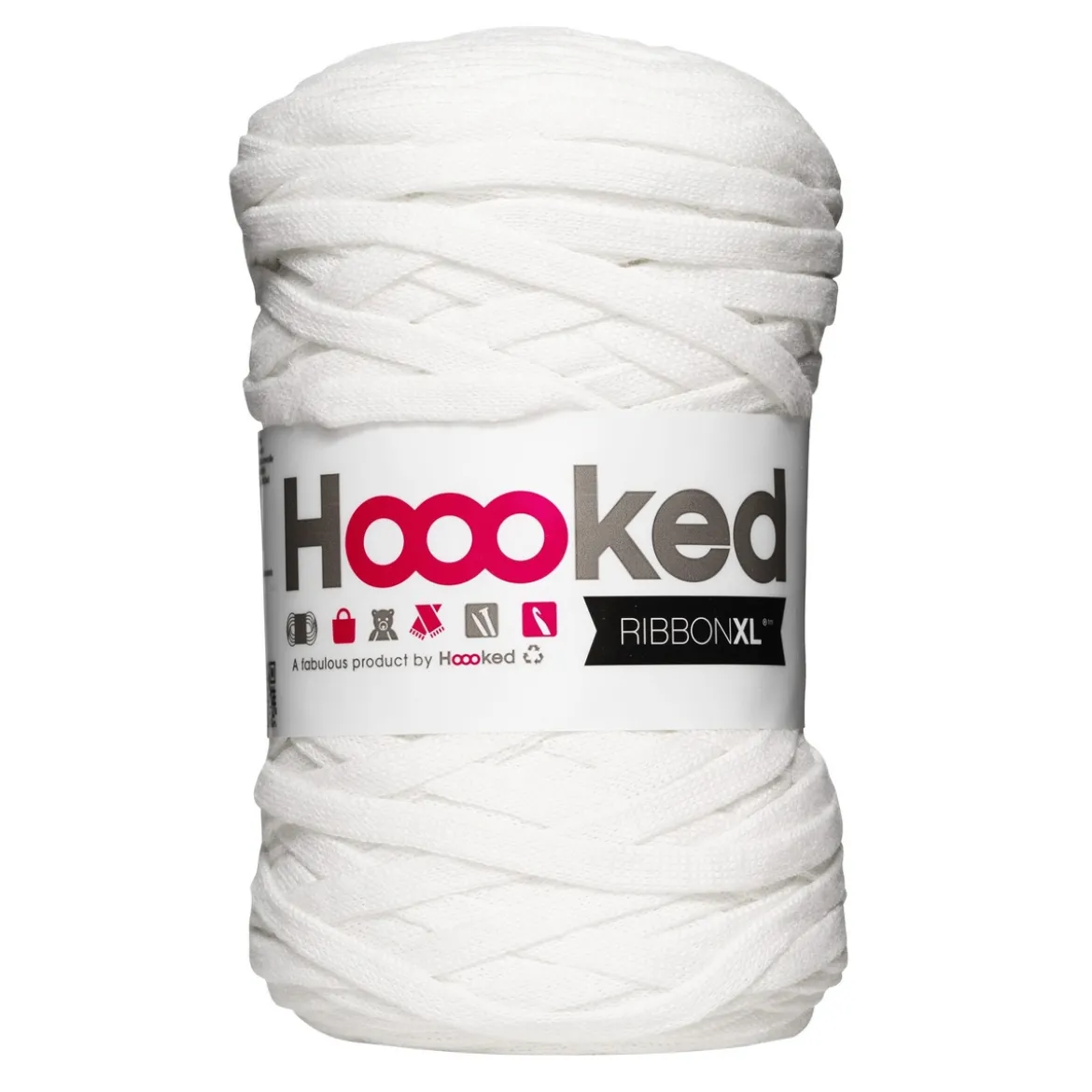Hooked Ribbon XL garn 250g vit – RXL28 White