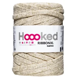 Hoooked Ribbon XL garn Lurex 250g guld – Golden Glitter
