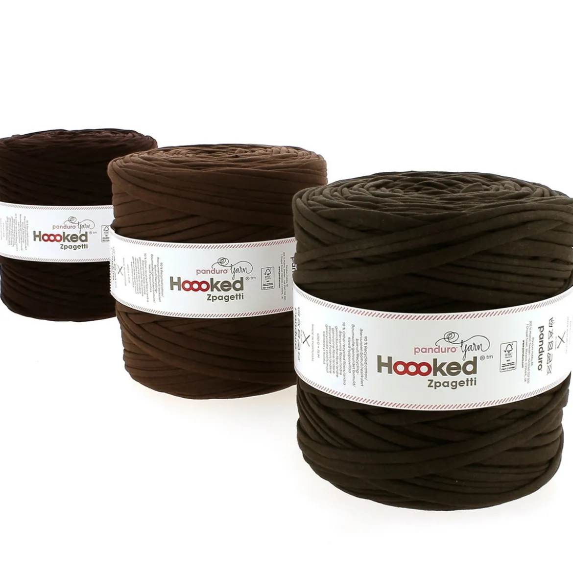 Hoooked Zpagetti Medium trikågarn 900 g brun – Brown shades, pris per styck