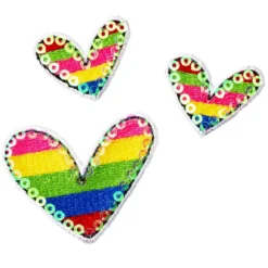 Iron-on Hjärtan rainbow 3 st