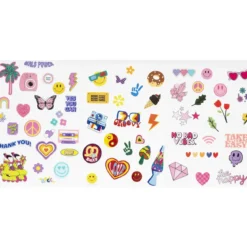 Iron-on, strykmärken för textil – 3 ark 15×21 cm med smileys, 1970-tal och mycket annat!