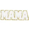 Iron-on tygmärke MAMA i fluffiga frottébokstäver med glittrande guldkant! 110×40 mm