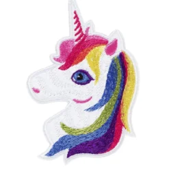 Iron-on tygmärke unicorn, en bedårande söt enhörning med regnbågs-man, 55×81 mm