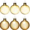 Julgranskulor, 6 st. fina guldiga julkulor av glas Ø6 cm – 3 matta & 3 blanka