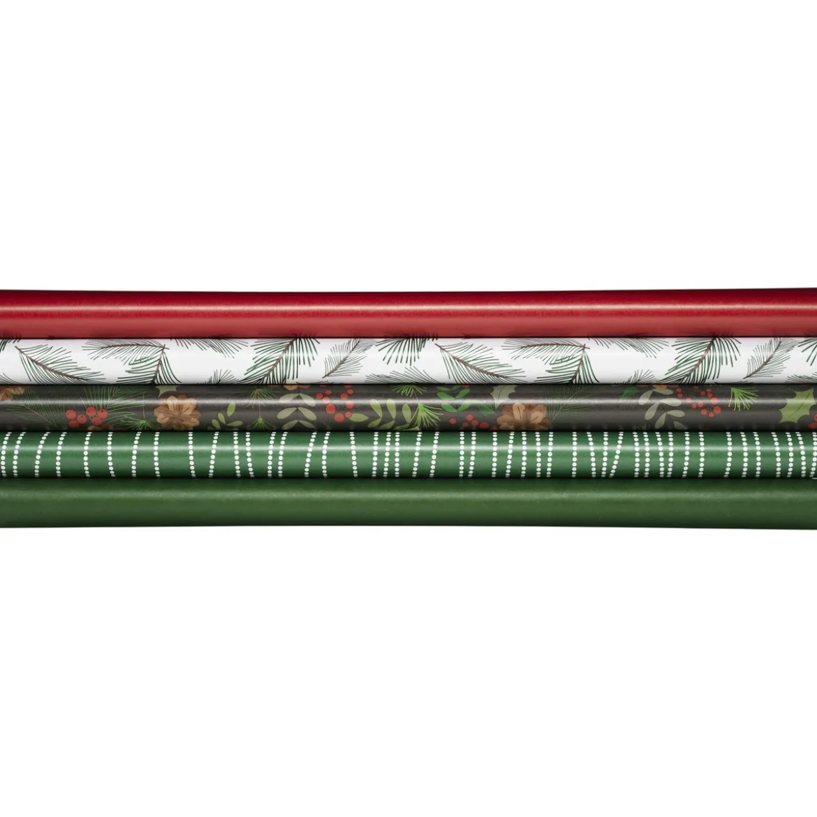 Julpapper 5 rullar à 2 meter, 57 cm breda – klassiska julmotiv och färger