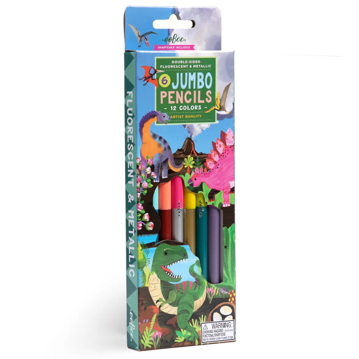 Jumbofärgpennor Dino med dubbelspets, 6 st. pennor – 12 färger!