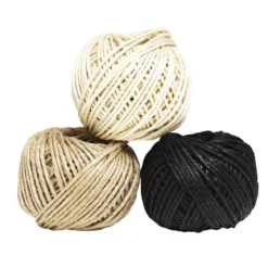 Jutesnöre, 3×25 meter snöre i 3 olika färger, 2 mm tjockt