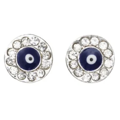 Knappar med öga och gnistrande strass silverfärgade 2 st Ø12 mm