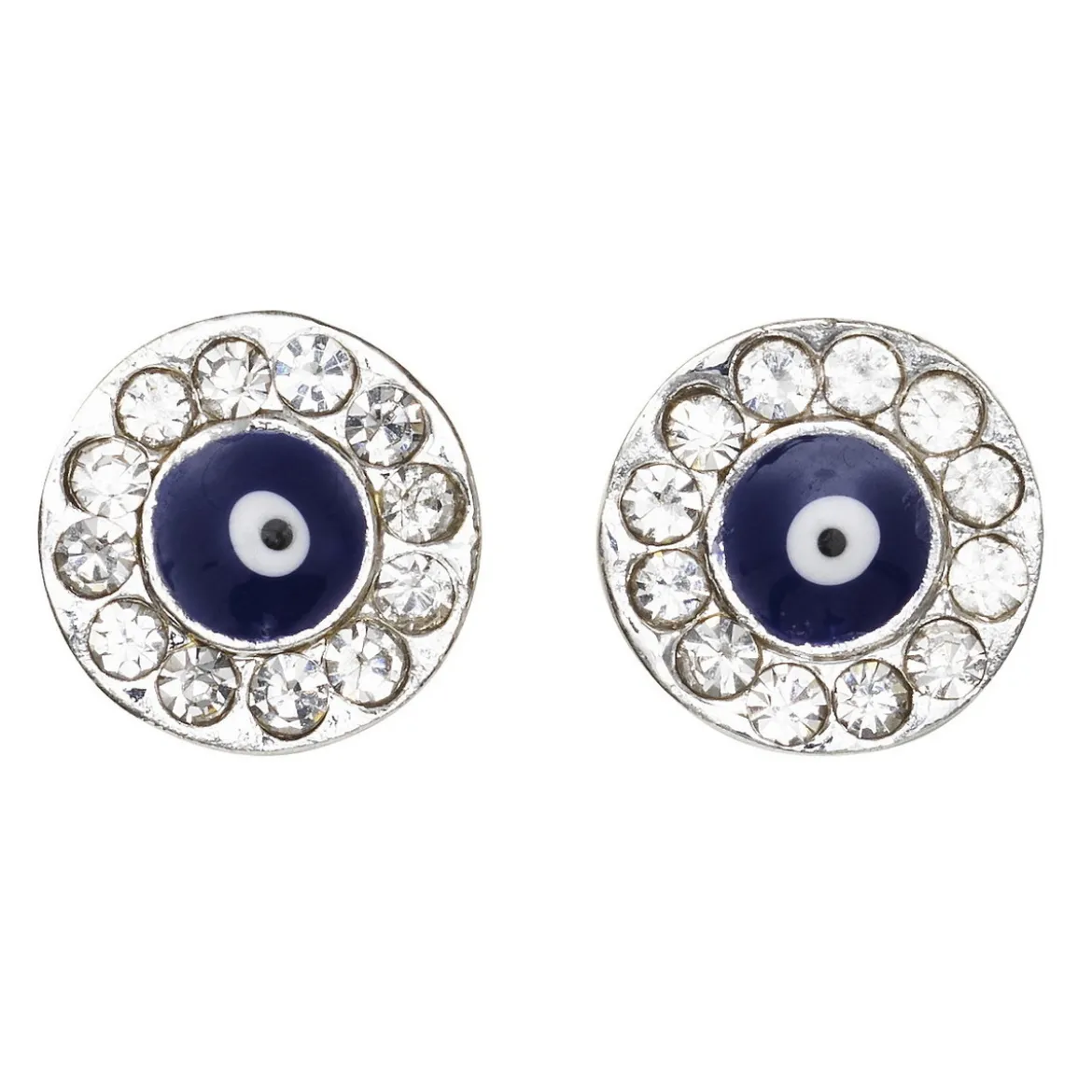 Knappar med öga och gnistrande strass silverfärgade 2 st Ø12 mm