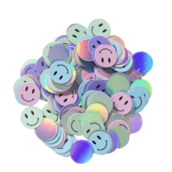 Konfetti iriserande smileys i färgmix Ø15 mm, 15 gram, 250 g/m² papper
