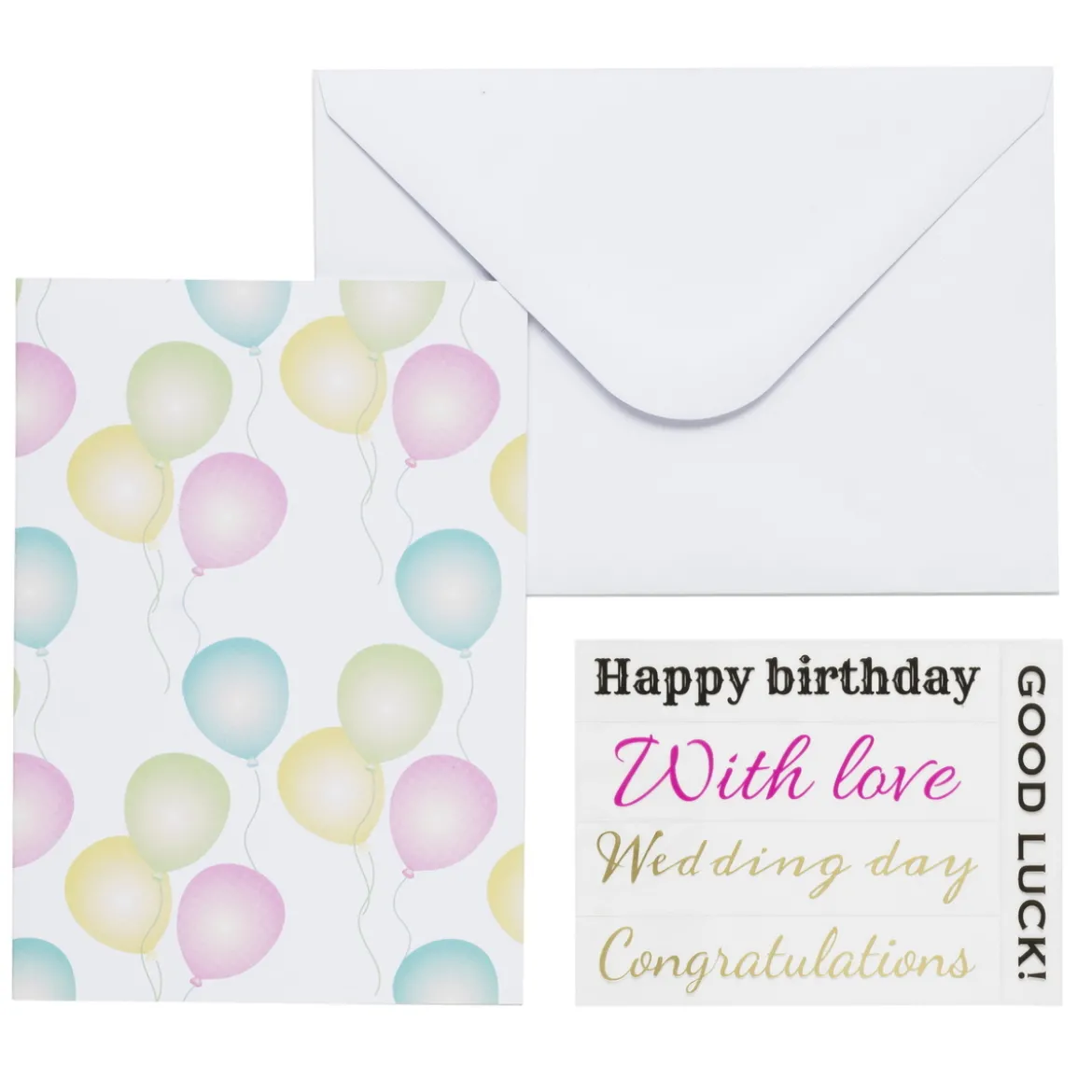 Kortkit A5 (105×148 mm) med kuvert & stickers – Ballong
