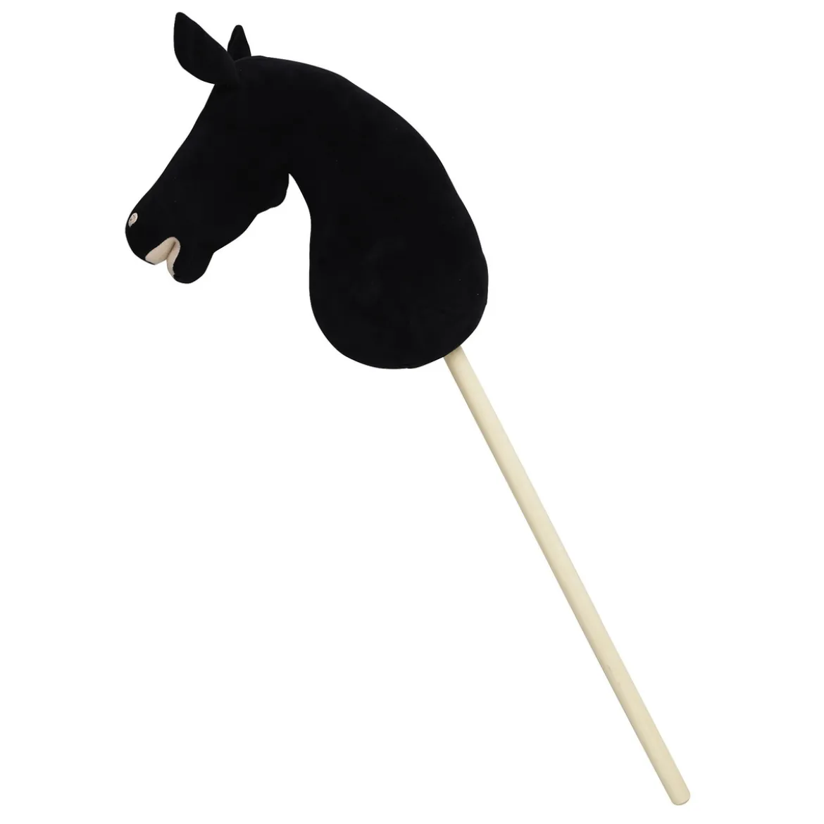 Käpphäst Friser – odekorerad häst med träpinne, längd 85 cm
