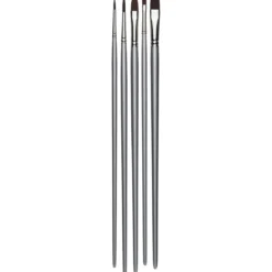 Kreatima Acrylic Set med 5 penslar för akrylfärg – Flat 4, 12, Round 6, 12, Oval 10