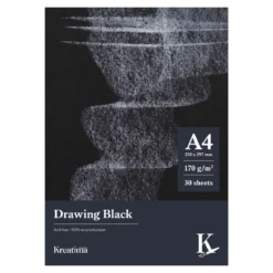 Kreatima Drawing Black ritblock A4 (210x297 mm), 30 svarta ark, 170 g/m²