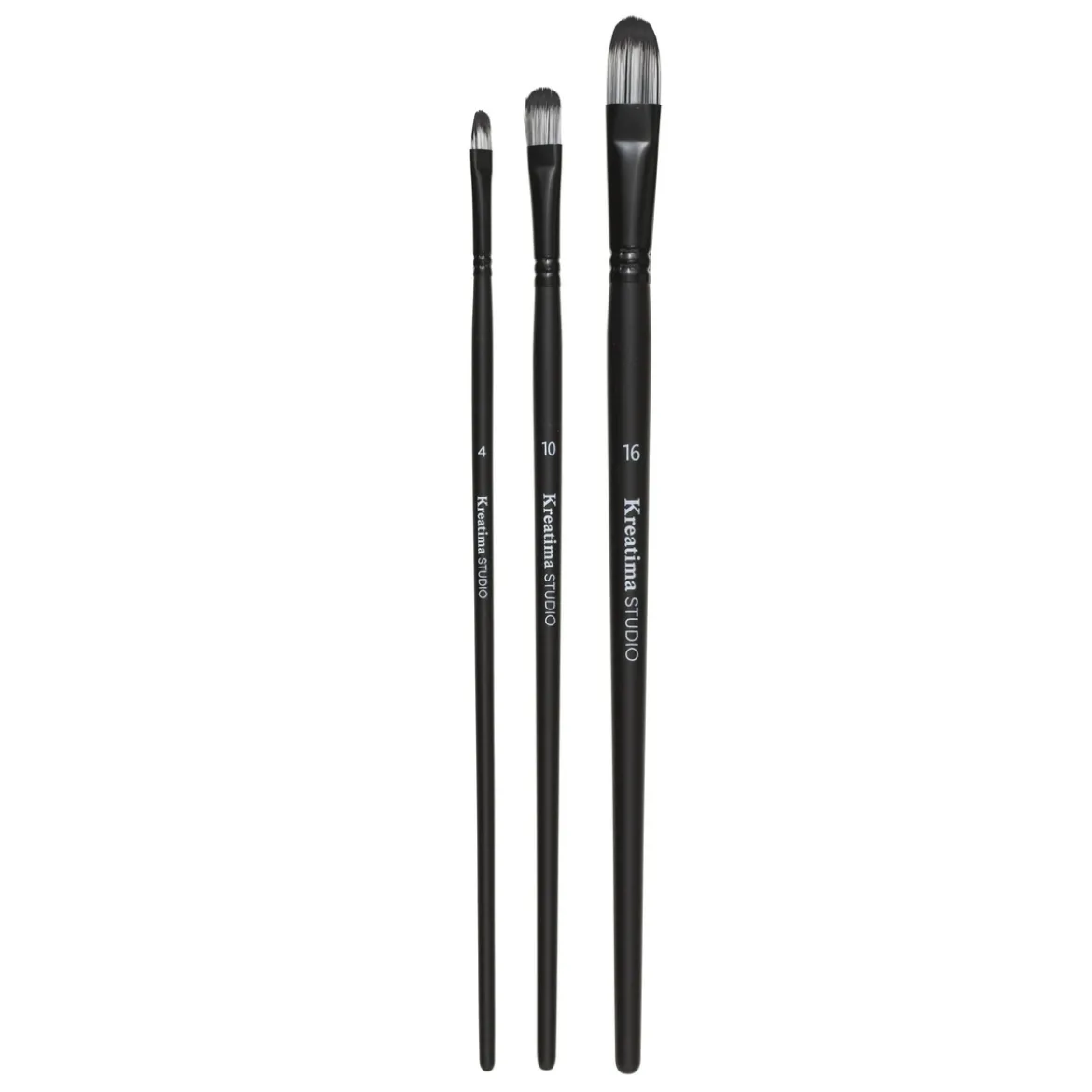 Kreatima pensel Studio Filbert 3-pack, #4, 10, 16 – syntetpenslar med kattunga / filbert