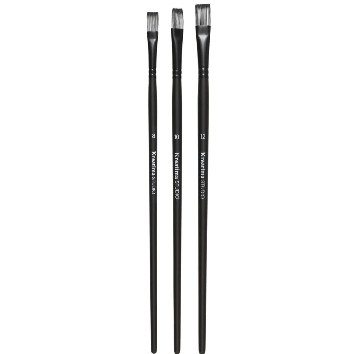 Kreatima pensel Studio Flat 3-pack, #8, 10, 12 – syntetpenslar, flat borst