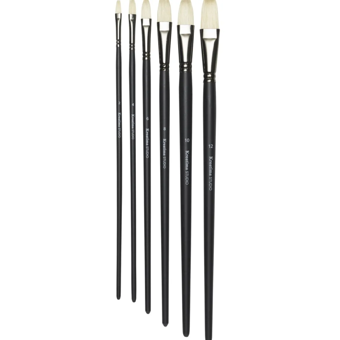 Kreatima pensel Studio Flat 6-pack, #2, 4, 6, 8, 10, 12 – svinborstpenslar med flat borst