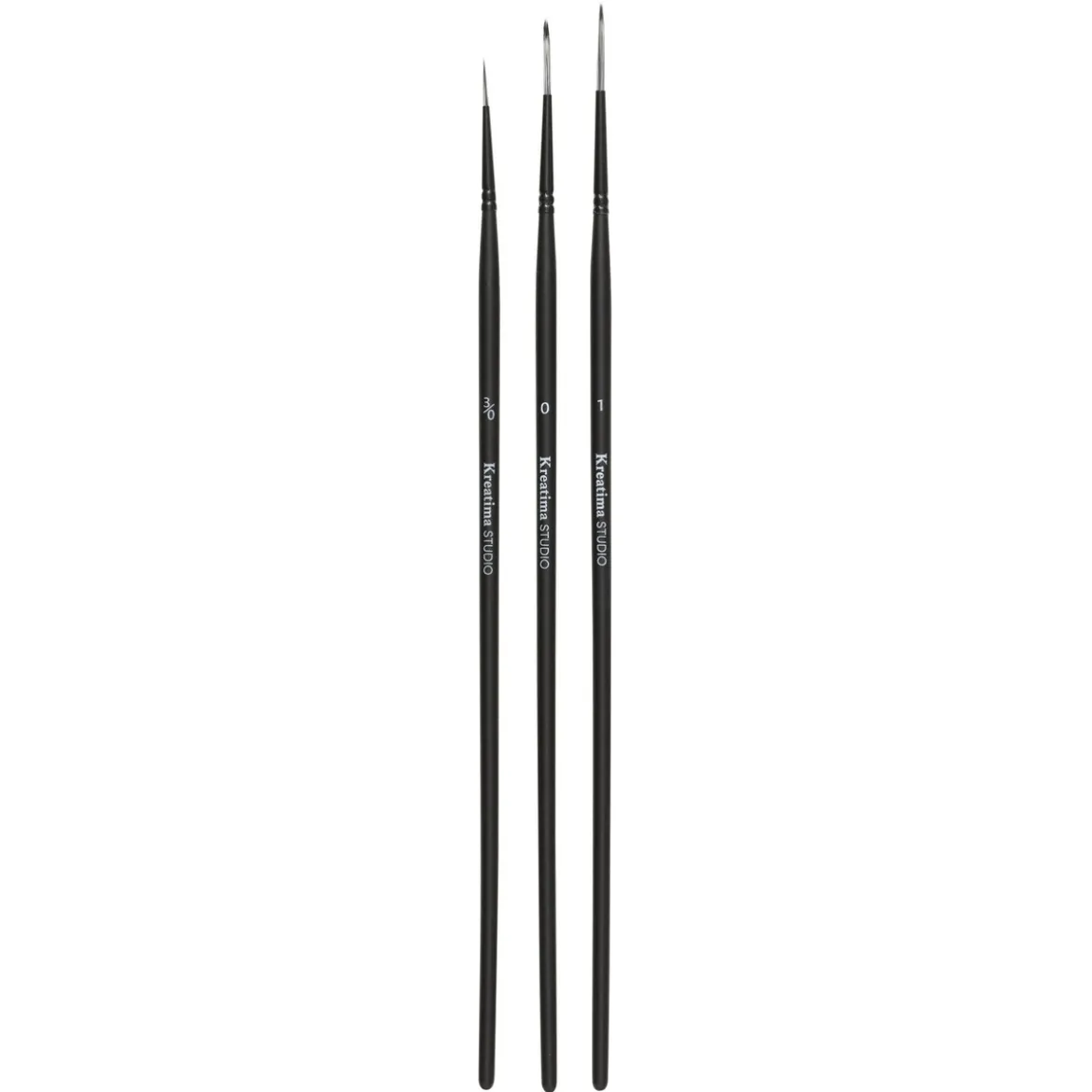 Kreatima pensel Studio Script Liner 3-pack, #3/0, 0, 1 – syntetpenslar, långt & tunt borst