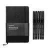 Kreatima skiss-set – 5 tuschpennor / fineliners och 13×21 cm skissbok, 80 ark, 140 g/m²