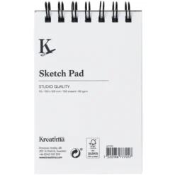 Kreatima Studio Sketch spiralbundet skissblock F0 (100x150 mm), 100 ark, 80 g/m²