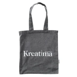 Kreatima tygkasse i gråsvart melerat tyg, 37×41 cm – 100% återvunnet material