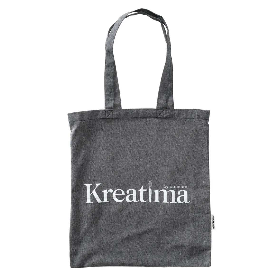 Kreatima tygkasse i gråsvart melerat tyg, 37×41 cm – 100% återvunnet material