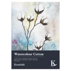 Kreatima Watercolour akvarellblock 100% bomull A6 (105×148 mm), 20 ark, 300 g/m²