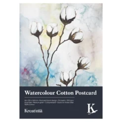 Kreatima Watercolour, vykort för akvarellfärg, 15 st. 100% bomull, 300 g/m²
