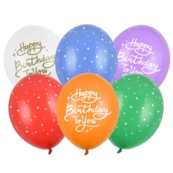 Latexballonger 6-pack Ø30 cm – Happy birthday to you i flera olika färger