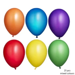 Latexballonger 25-pack Ø26 cm i en regnbågsmix med glada färger