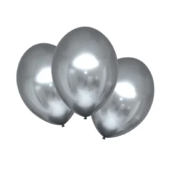 Latexballonger 6-pack Ø30 cm – krom- / metallicfärgade silver